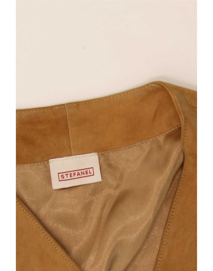 Stefanel Womens Suede Waistcoat UK 12 Medium Beige Leather