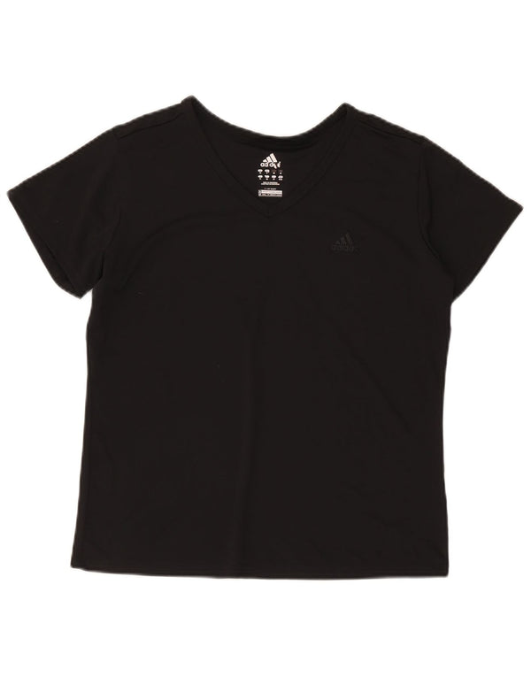 Adidas Dame T-Shirt Top UK 14 Medium Sort Polyester