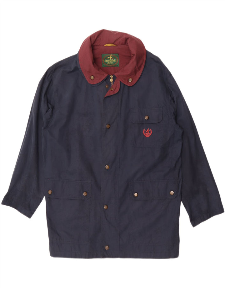 Brooksfield Mens Hooded Utility Jacket IT 50 Large Navy Blue Cotton