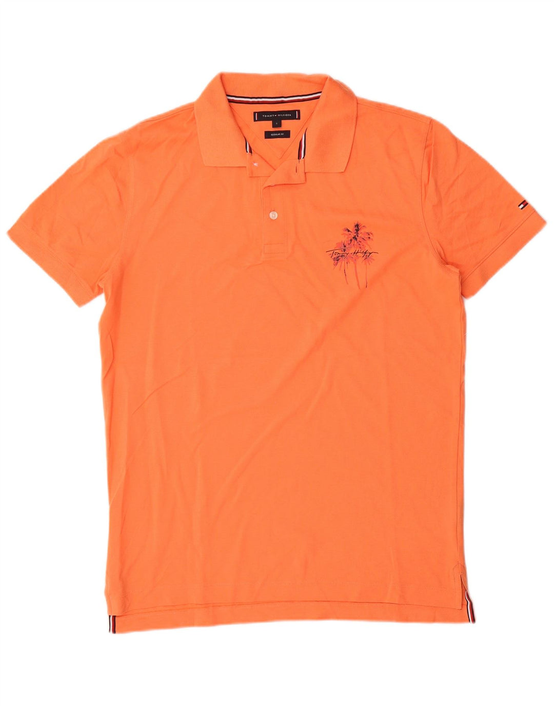 Tommy Hilfiger Mens Regular Fit Polo Shirt Small Orange