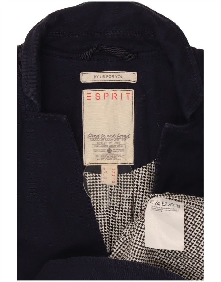 Esprit Dame 3 Button Blazer Jacket UK 10 Small Navy Blue Bomuld