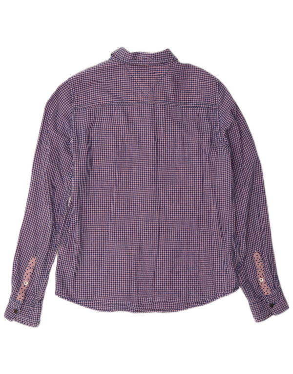 Camicia in flanella da donna Tommy Hilfiger UK 10 piccolo cotone a quadretti blu