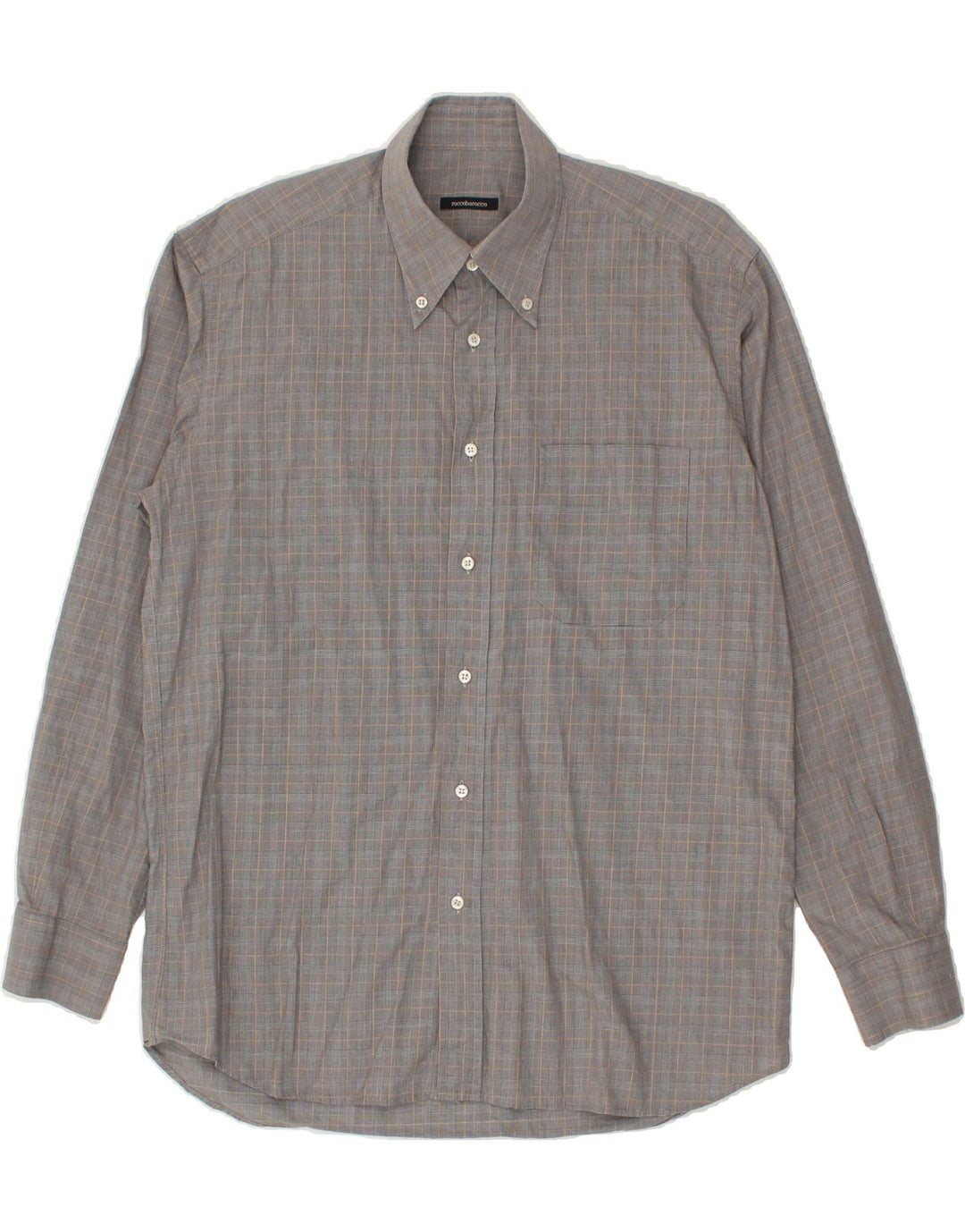 ROCCOBAROCCO Mens Shirt Size 15 3/4 40 Medium Grey Check Vintage Roccobarocco and Second-Hand Roccobarocco from Messina Hembry 