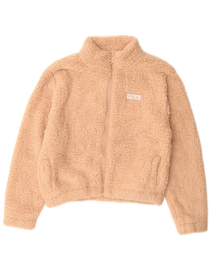 Fila Womens Fleece Jacket UK 12 Medium Beige Polyester