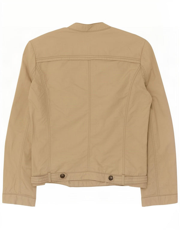 Zara Womens Bomber Jacket UK 12 Medium Beige Cotton