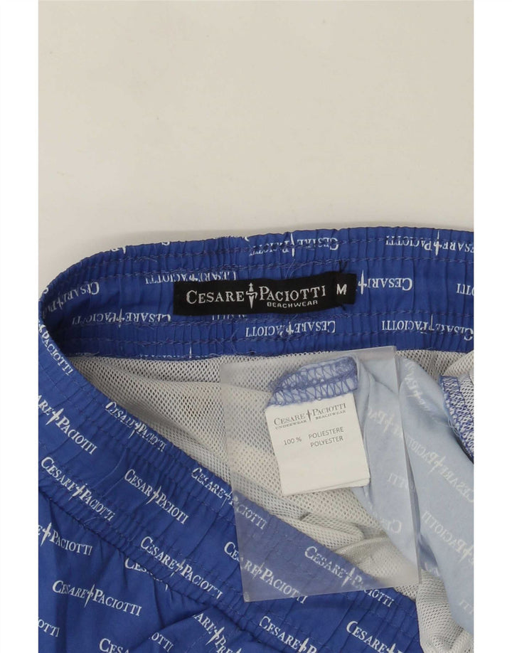 Cesare Paciotti Mens Graphic Swimming Shorts Medium Blue Polyester