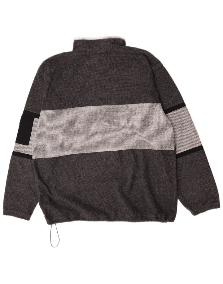 MC Kee's Mens Zip Neck Fleece Jumper XL Grey Colourblock Polyester