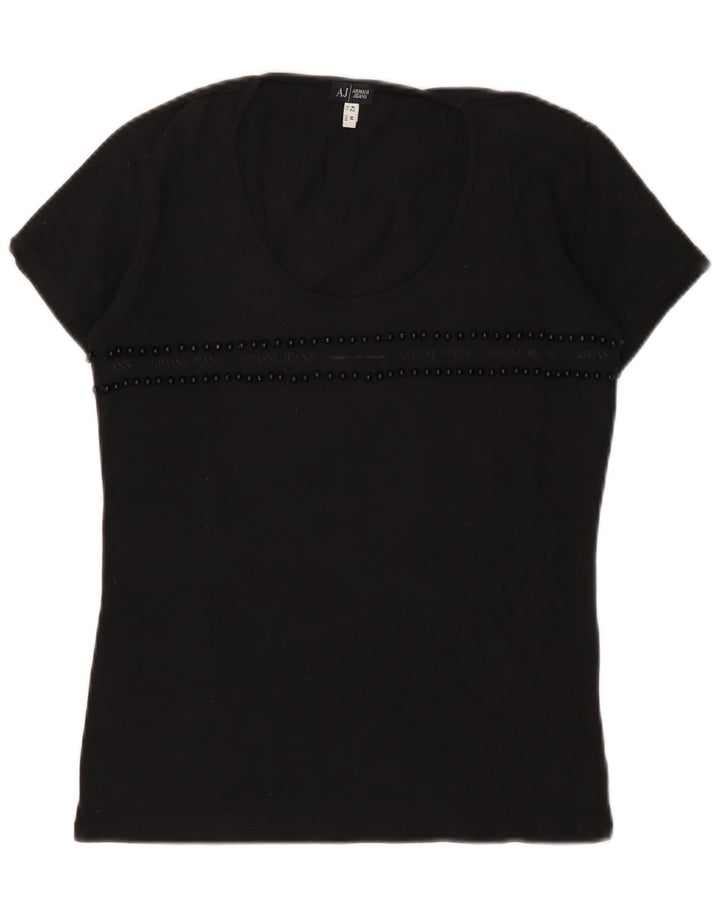 ARMANI JEANS Womens T-Shirt Top UK 12 Medium Black