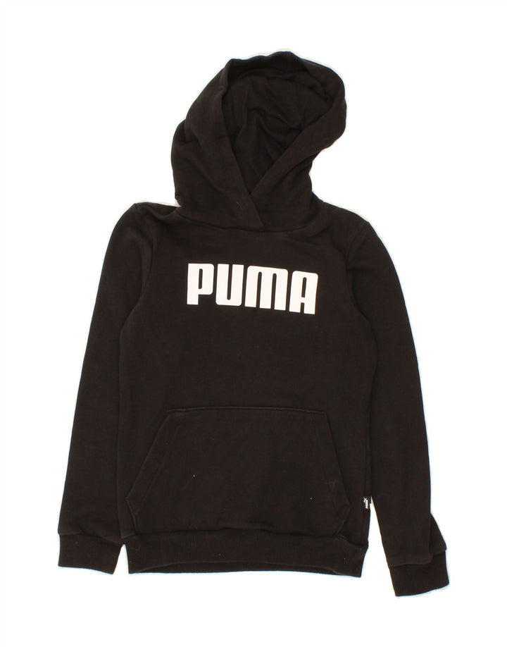 PUMA Boys Graphic Hoodie Jumper 9-10 Years Medium Black Vintage Puma and Second-Hand Puma from Messina Hembry 