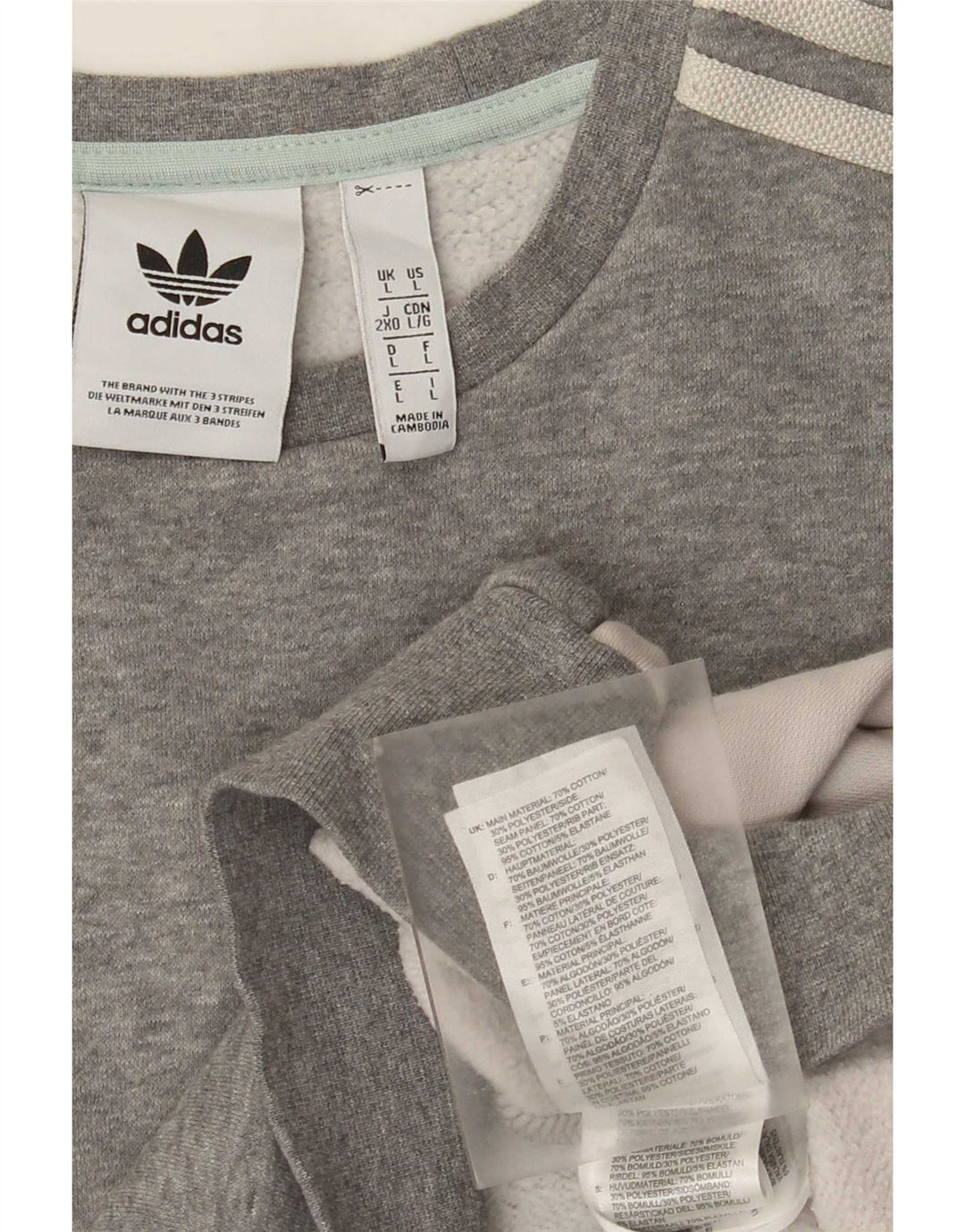 Adidas Herre Sweatshirt Jumper Large Grå Colourblock Bomuld