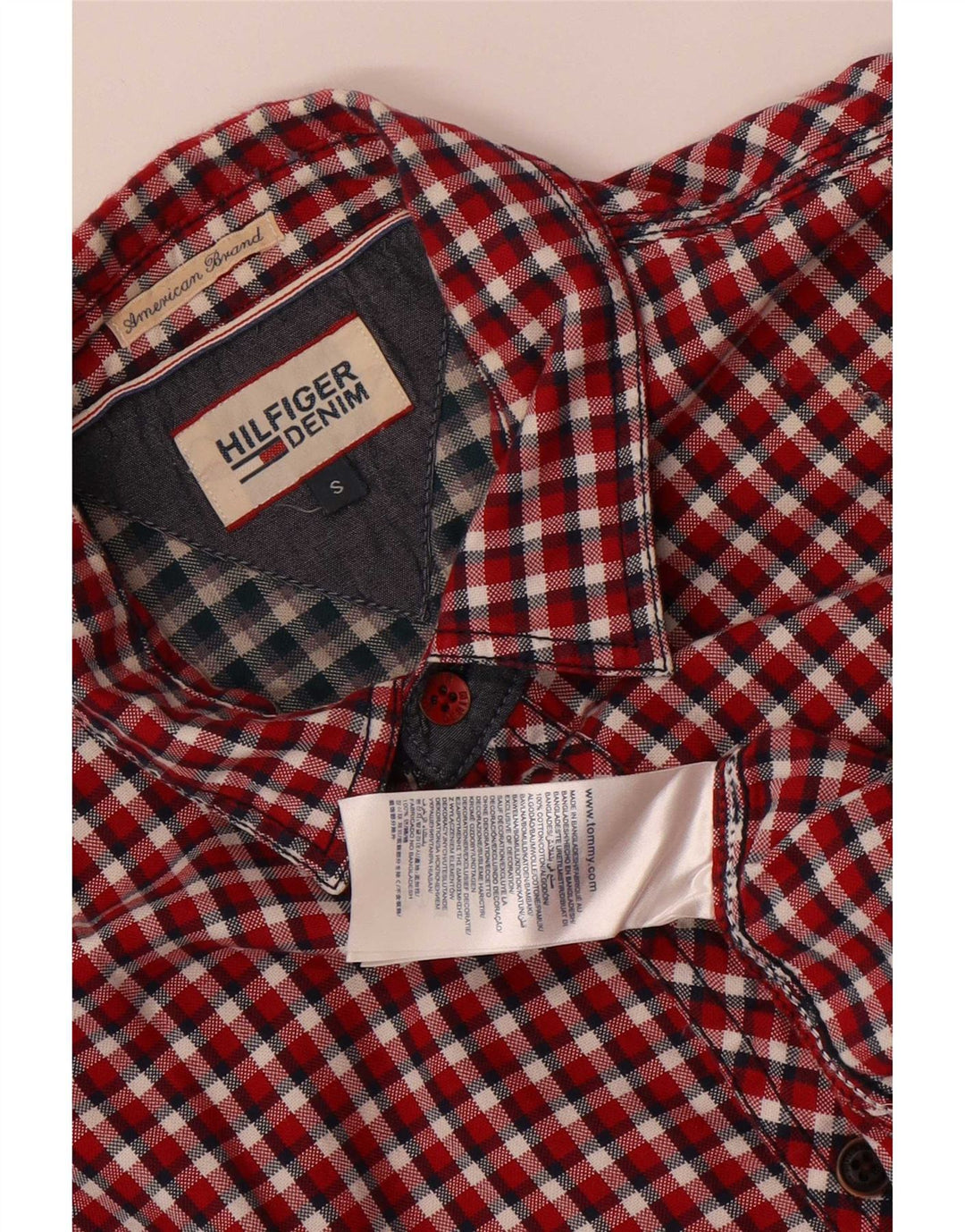 Tommy Hilfiger Mens Shirt Small Red Gingham Cotton