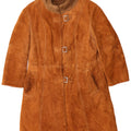 Zamszowy płaszcz damski w stylu vintage UK 10 Small Brown