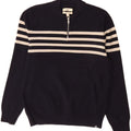 Marks & Spencer Herre Zip Neck Jumper Sweater Stor Marineblå Stribet