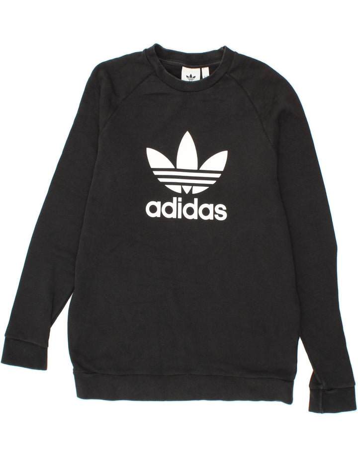 ADIDAS Mens Graphic Sweatshirt Jumper Medium Black Cotton Vintage Adidas and Second-Hand Adidas from Messina Hembry 