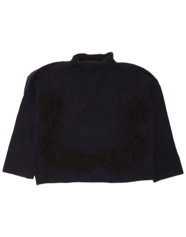 Maglione maglione a collo alto da donna Marks & Spencer UK 14 blu navy medio