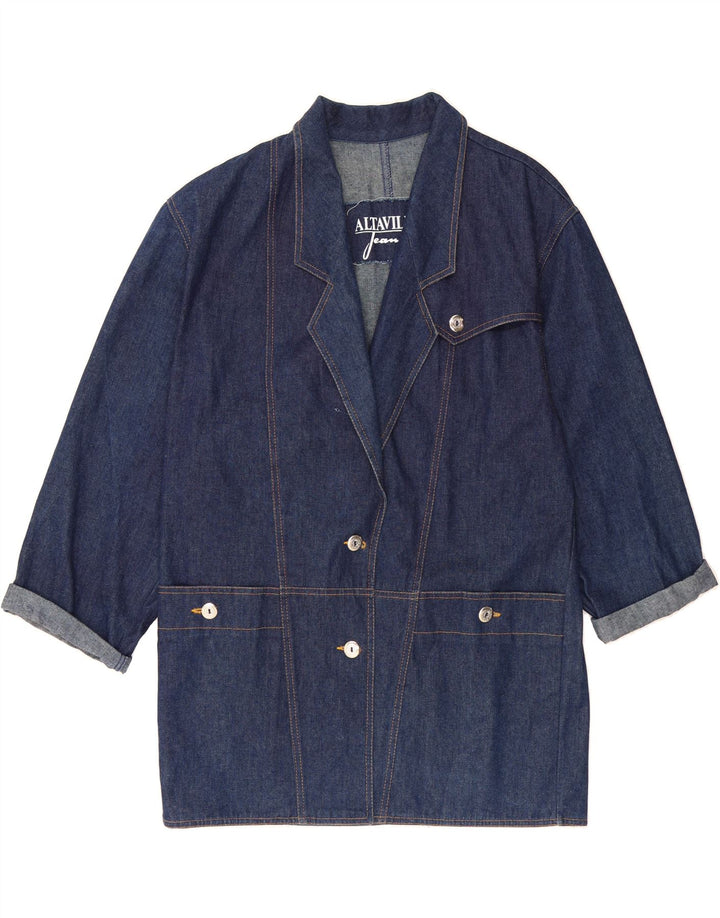 ALTAVILLA Womens Denim Coat UK 16 Large Blue Cotton Vintage Altavilla and Second-Hand Altavilla from Messina Hembry 
