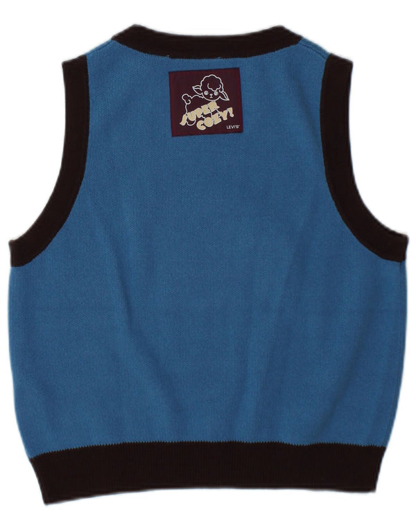 Levi's Damen Crop Graphic Vest Tank Top UK 10 Small Blau Farbblock