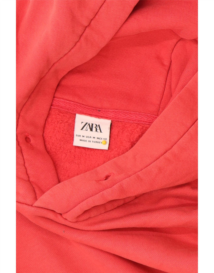 Zara Mens Hoodie Jumper Medium Red Cotton