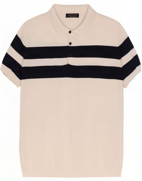 Zara Mens Short Sleeve Polo Neck Jumper Sweater Large White Colourblock