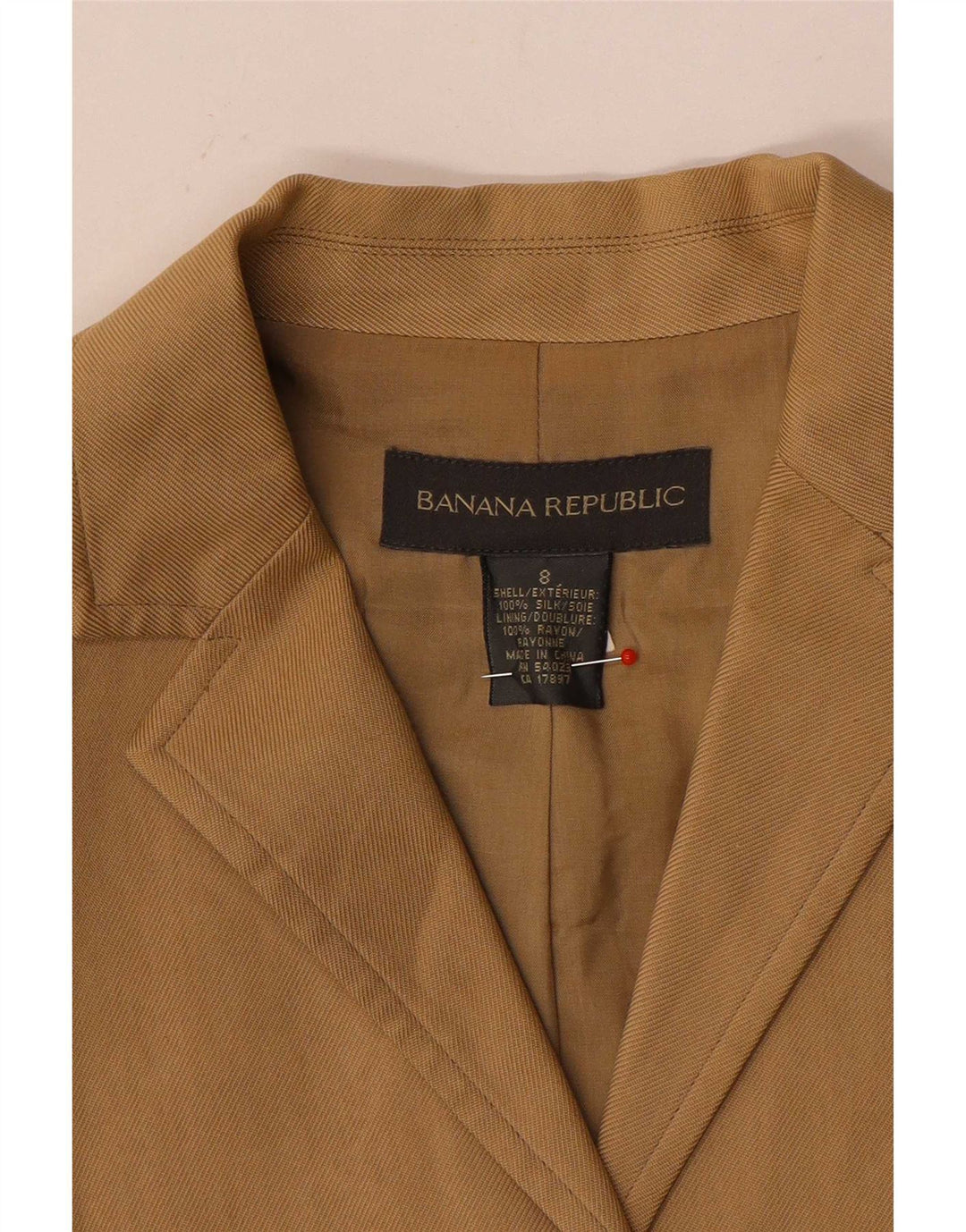 Giacca blazer a 3 bottoni da donna Banana Republic UK 8 piccola seta beige