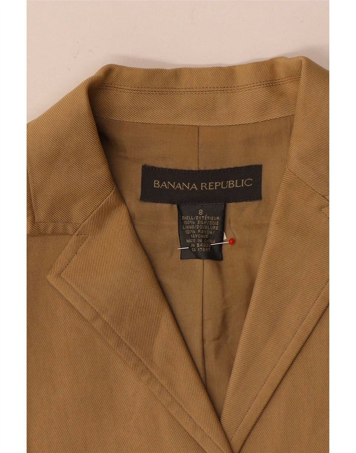 Giacca blazer a 3 bottoni da donna Banana Republic UK 8 piccola seta beige