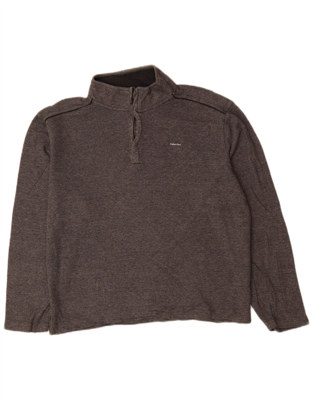 CALVIN KLEIN Womens Oversized Zip Neck Sweatshirt Jumper UK 12 Medium Grey