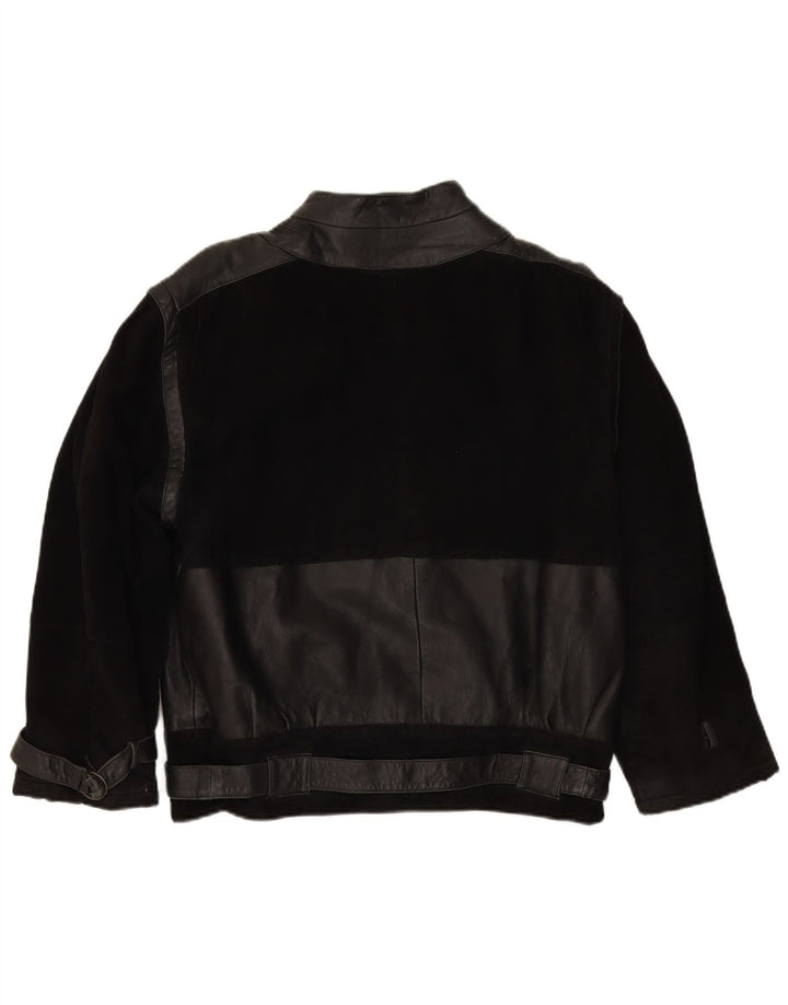 VINTAGE Womens Suede Jacket IT 48 XL Black