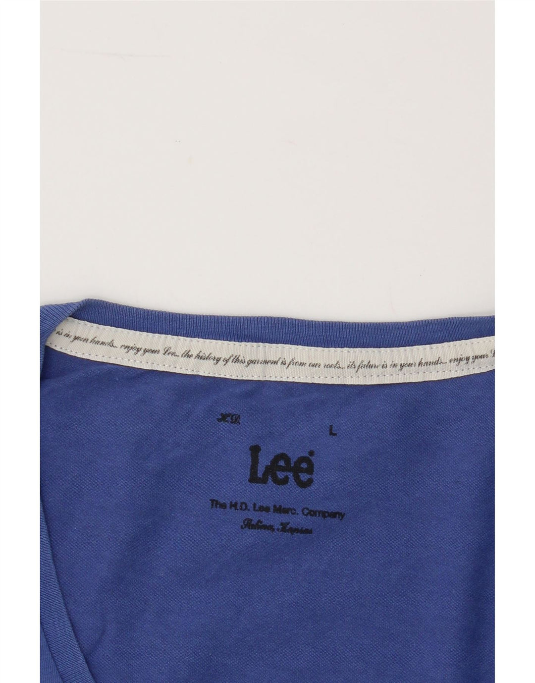 LEE Womens Graphic T-Shirt Top UK 14 Large Blue Vintage Lee and Second-Hand Lee from Messina Hembry 