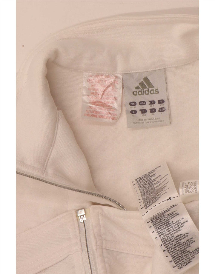 Adidas Girls Graphic Tracksuit Top Jacket 11-12 Years White Polyester