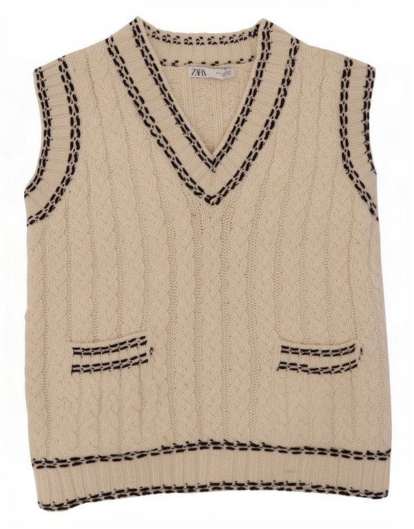 Zara Womens Oversized Vest Tank Top UK 10 Small Beige