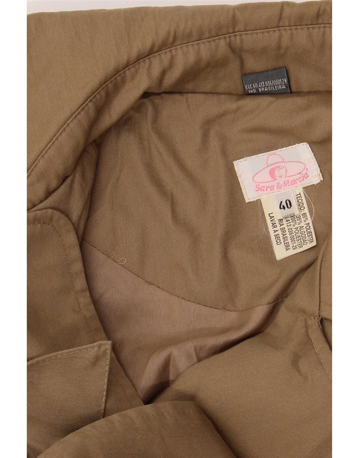 Vintage Womens Longline Oversized Trench Coat IT 40 Small Beige Polyester