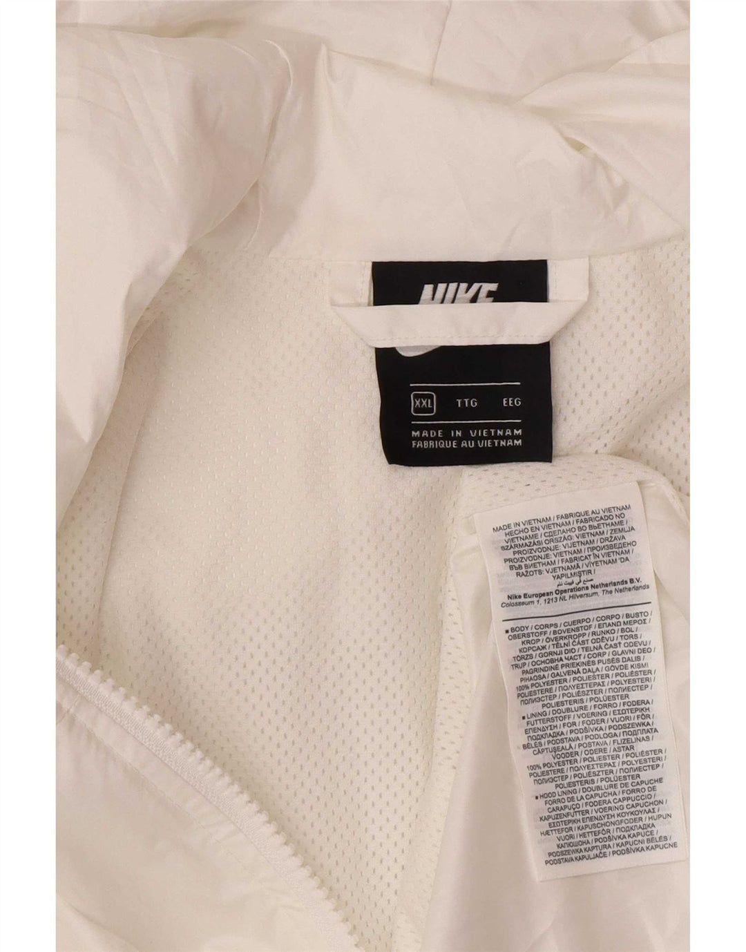 Nike Regnjakke med hætte til mænd UK 44 2XL Hvid polyester