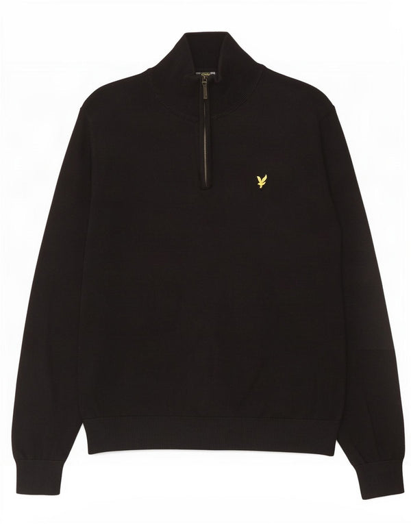 Lyle & Scott Męski sweter z zamkiem błyskawicznym XL, czarny, bawełniany