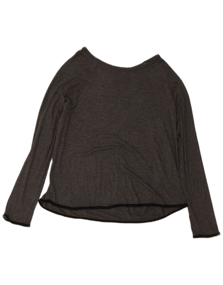 DKNY Womens Off Shoulder Top Long Sleeve UK 16 Large Grey Rayon
