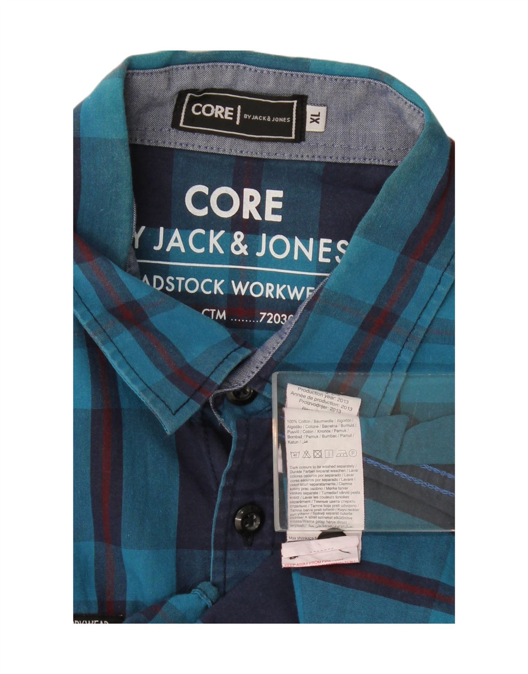 JACK & JONES Mens Shirt XL Blue Check Cotton