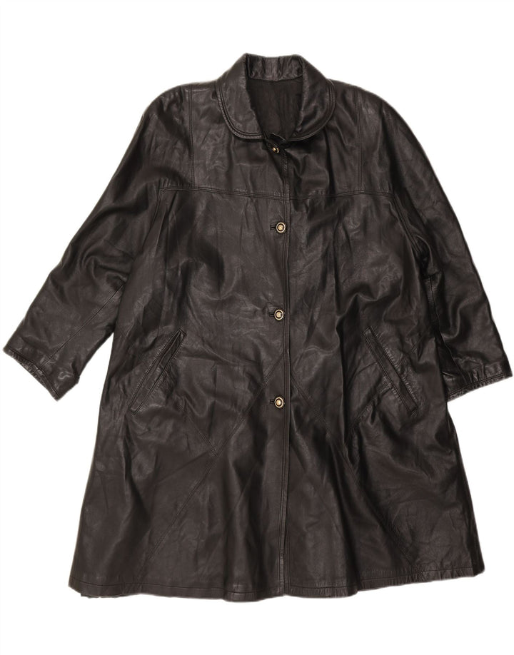 VINCENT Womens Oversized Leather Coat IT 44 Medium Black Leather Vintage Vincent and Second-Hand Vincent from Messina Hembry 