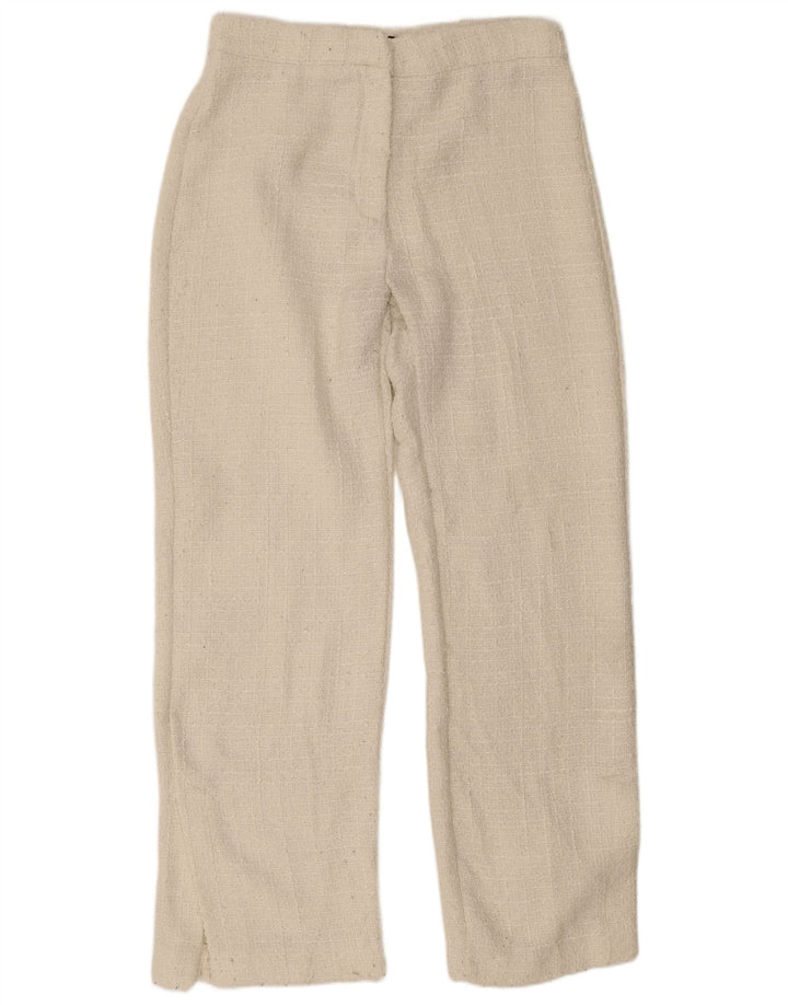 Zara Womens Straight Casual Trousers Large W30 L31 White Polyester