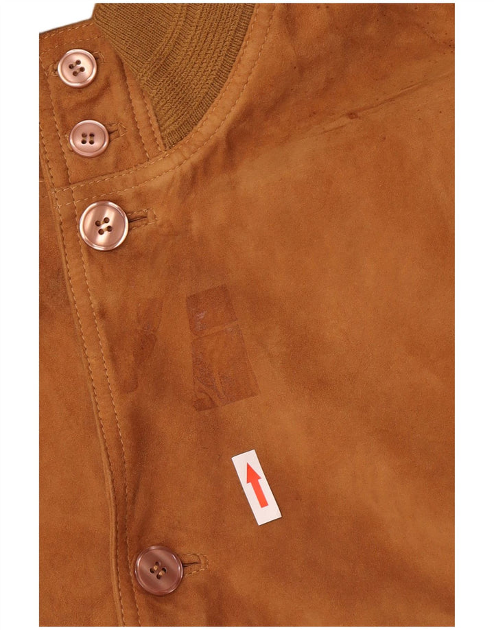 Giubbotto bomber vintage in pelle scamosciata da uomo IT 52 XL in pelle marrone