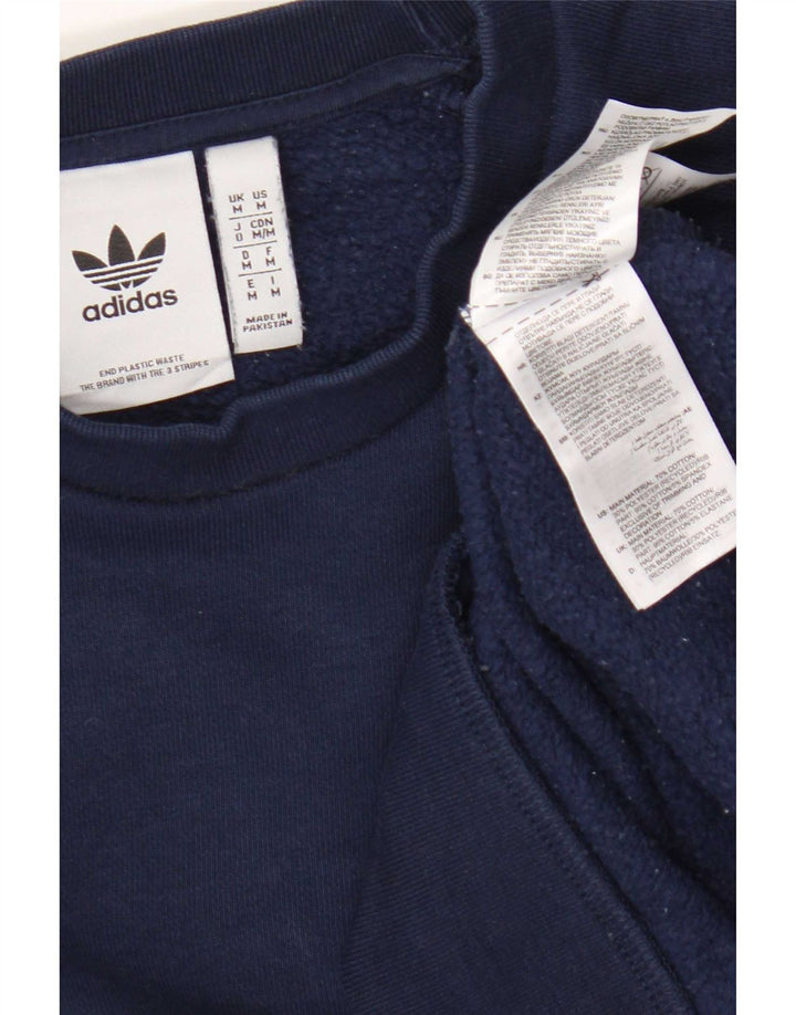 Adidas Mens Sweatshirt Jumper Medium Navy Blue Cotton