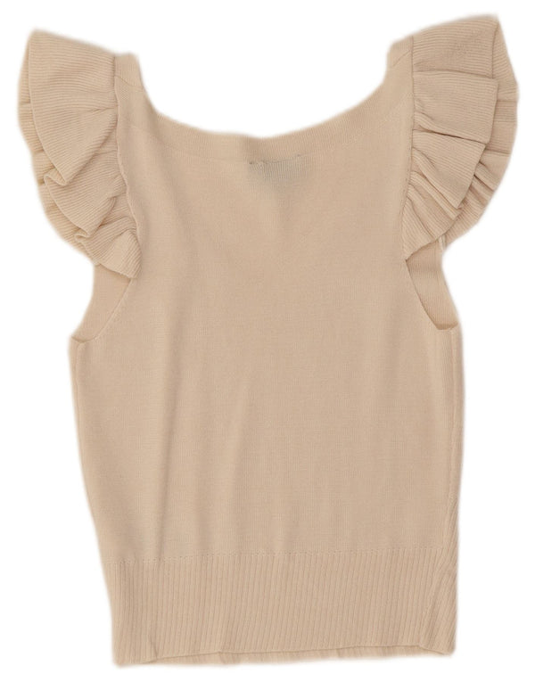 Topshop Blusa corta para mujer UK 12 Medium Off White Viscosa