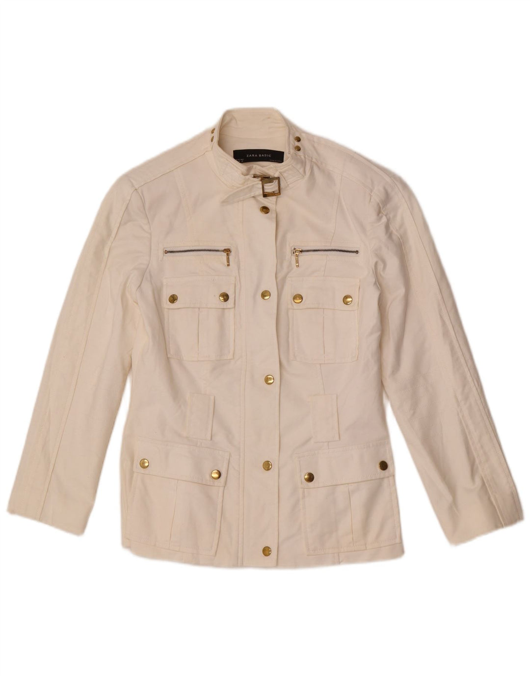 Zara Womens Utility Jacket UK 12 Medium White Cotton