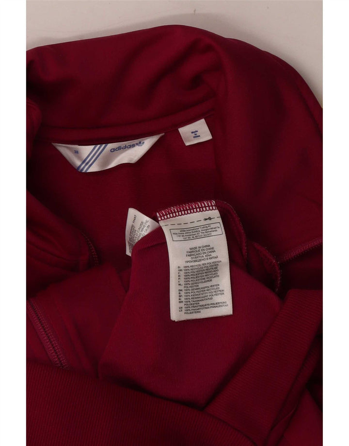 Adidas Womens Graphic Tracksuit Top Jacket EU 38 Medium Burgundy Polyester