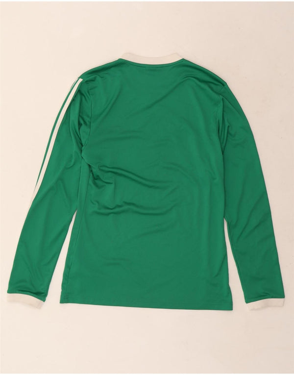 Adidas Herren-Top, langärmelig, klein, grün gestreift, Polyester
