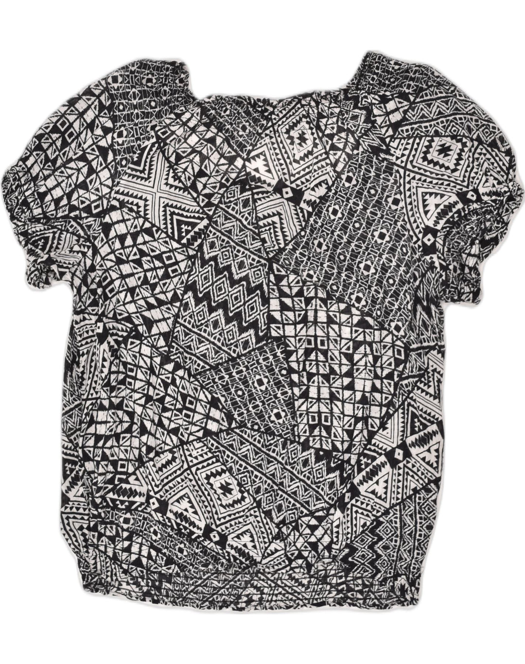 CHAPS Womens Blouse Top UK 18 XL Grey Geometric Cotton | Vintage Chaps | Thrift | Second-Hand Chaps | Used Clothing | Messina Hembry 