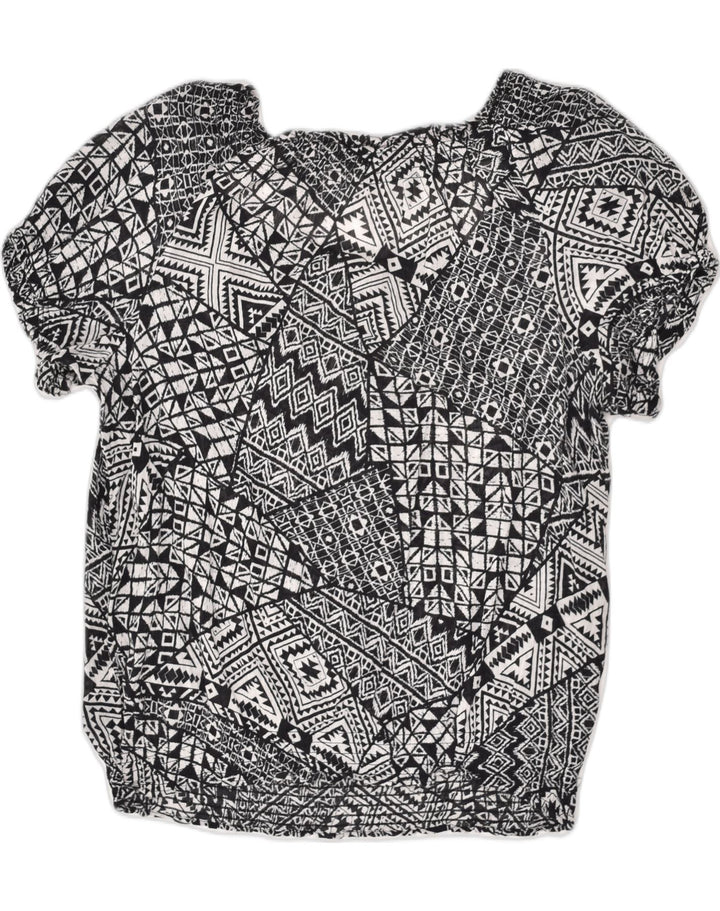 CHAPS Womens Blouse Top UK 18 XL Grey Geometric Cotton | Vintage Chaps | Thrift | Second-Hand Chaps | Used Clothing | Messina Hembry 