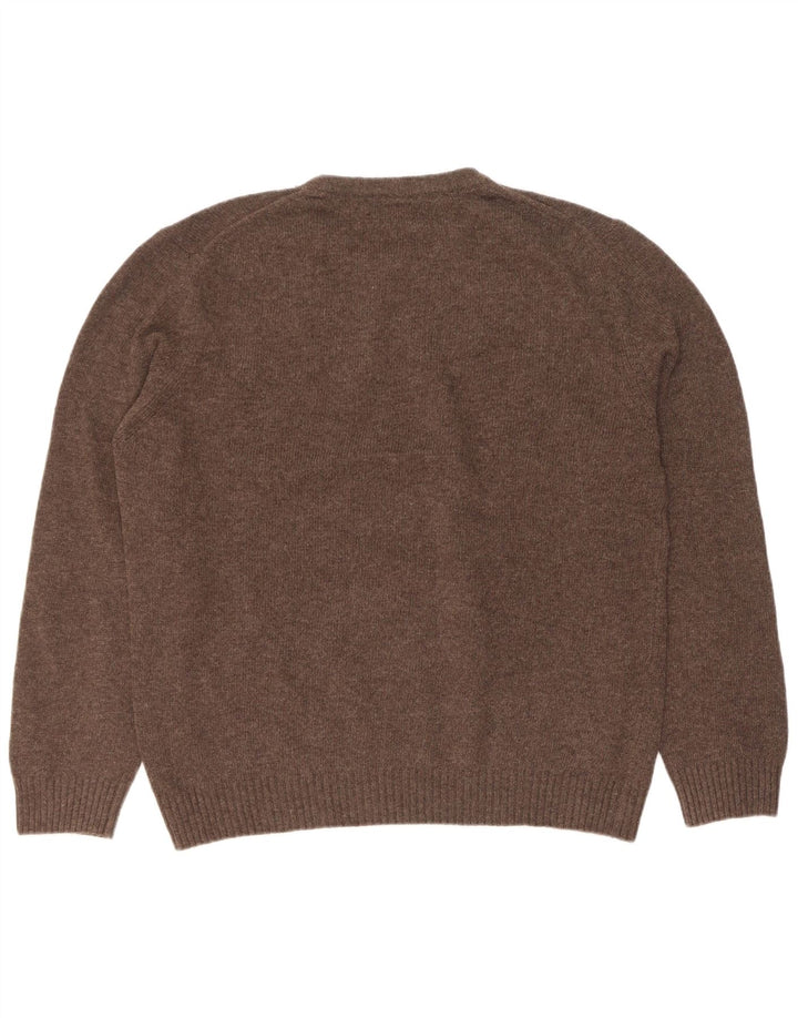Marlboro Classics Mens Crew Neck Jumper Sweater XL Brown Wool