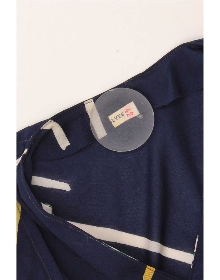 Abito a trapezio da donna vintage IT 42 Poliestere a righe blu navy medio