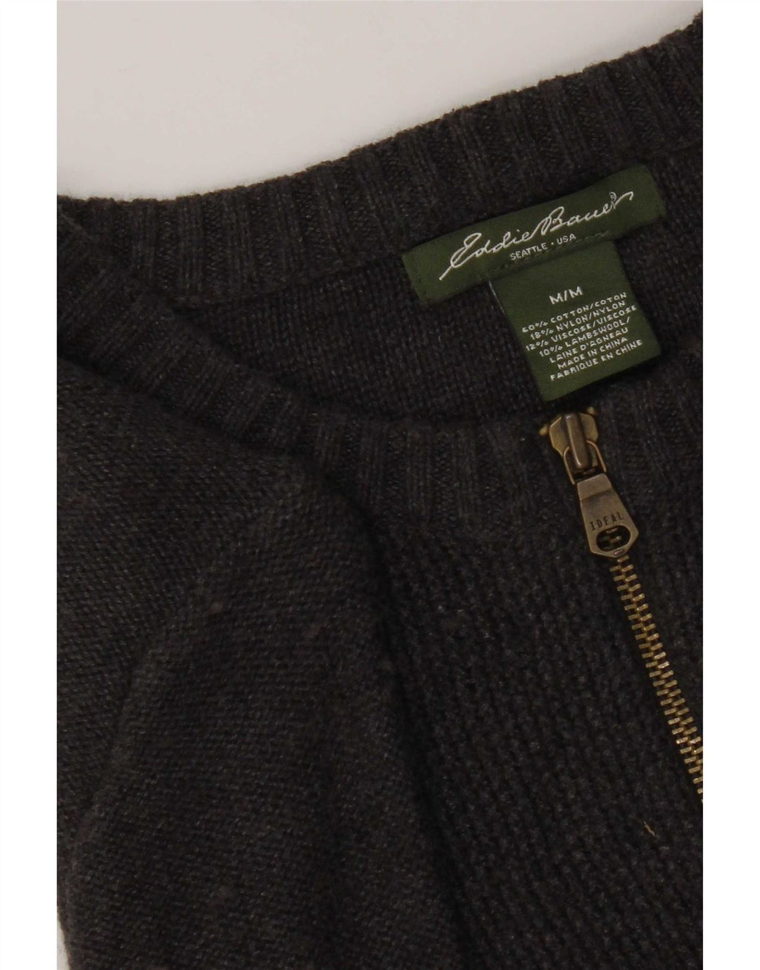 Eddie Bauer Womens Cardigan Sweater UK 12 Medium Grey Cotton