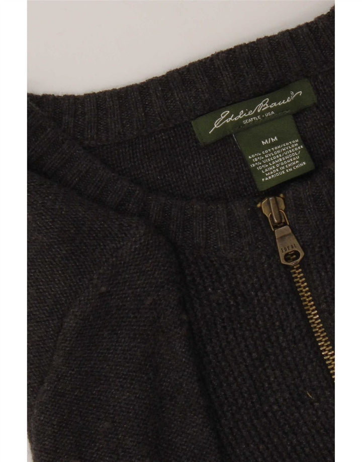 Eddie Bauer Womens Cardigan Sweater UK 12 Medium Grey Cotton