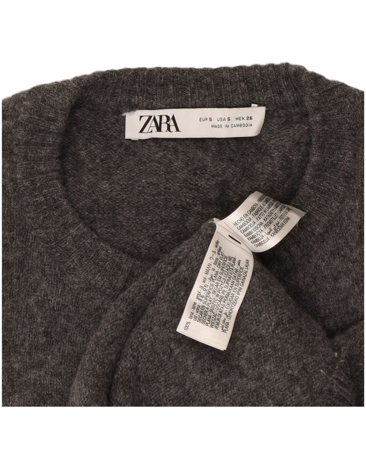 Zara Womens Cardigan Sweater UK 10 Small Grey Wool